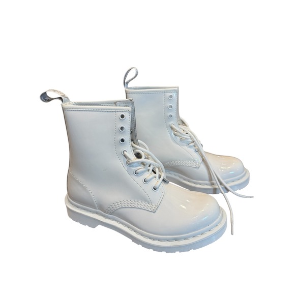 Dr. Martens Shoes - Dr. Martens 1460 Mono White Patent Leather Ankle Boots Womens Shoes US Size 6